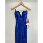 Emerald Sundae Dress XS Strapless Sequin Front Slit Lace Up Mermaid Gown NEW Photo 4