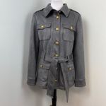 White House | Black Market Stormy Gray Ultra Suede Safari Jacket Large Photo 2