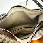 Gucci GG Supreme Monogram Textured Calfskin Web Large Shoulder Bag Beige Ebony Photo 9