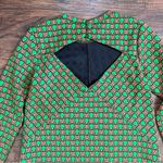 Anthropologie Maeve • Jacquard Shift Mini Dress green orange dots retro mod Photo 11