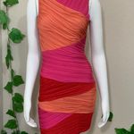 BCBG Maxazria Debra Color Block Pink Orange Dress Photo 3