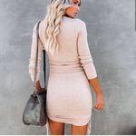 VICI NEW- YASMINE LONG SLEEVE RUCHED KNIT DRESS - OATMEAL Photo 3