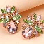 Earrings jewelry Multicolored Shiny Rhinestone accessories for women NEW Green Photo 0