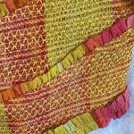 Rococo Sand Patchwork Cropped Off Shoulder Short Sleeve Smocked Handmade Top Yellow Photo 4