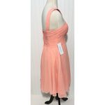 Azazie  Women's Amani Bridesmaid Mini‎ Dress Criss Cross Halter Neck Coral Size 8 Photo 3