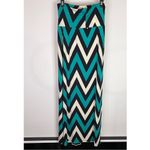 TOVIA Green Navy White Chevron Stripe Maxi Skirt Medium Photo 3