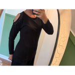Primark Black Cut Out Shoulder Long Sleeve TopTunica Size 4 Photo 5