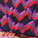 Trina Turk  Colorful Pleated Geometric Dolman Batwing Sleeve Top, size small Photo 4