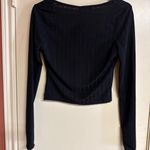 Pretty Little Thing Black Long-Sleeve Ribbed Cropped Top With Chain Detail -  - UK Photo 6