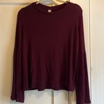 Allison Joy  | Deep Red Burgundy Ribbed Top Bell Sleeves Size Medium Photo 0