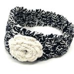 None Headband Knit Flower Black&White Photo 4