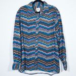 Urban Outfitters BDG x  Blue Wavy Striped Button Down Shirt Size Medium Photo 0