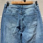 NWT Flamingals Wide Leg Button Fly High Waist Stretchy Jeans Size Medium Blue Photo 4