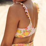Aerie New  Women's Sz L/XL Scoop Bikini Top Floral Tropical Ruffle Strap Swim Photo 3