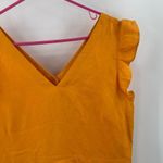 Loft ANN TAYLOR Dress SZ 10 Cutout Button Back Midi Linen Blend Marigold Yellow Photo 5