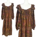 Farm Rio Western Bohemian Brown Dotted Horse Horses Ruffle Maxi Dress Size XL Photo 5