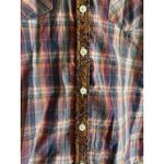 Roar‎ Distressed Western Shirt Size Large Embroidery Lace Rhinestones Plaid Red Photo 4