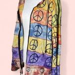 Vtg Y2K Peace Sign Hippie Bell Sleeve Baggy Lightweight Jacket Tie Photo 1