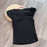J.Crew  vintage ribbed tshirt w/‎ cotton poplin puff sleeves Photo 1