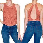 Free People Movement Orange Open Back Crop Ruched Work Out Tank Top Photo 1