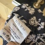 DOEN Floral Print Cotton Tassel Long Sleeve Top Size Small Boho Black Photo 5