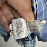 Peter Millar  Women's Medium Pull Tab Sleeves Plaid Blouse Button Front Stretch Photo 3