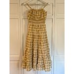 Storia Cotton Gingham beige smocked midi tank dress small Photo 1