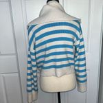 Sincerely Jules  Y2K Cropped Stripe Collared Sweater Blue White‎ Knit Retro Small Photo 2