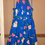 Eliza J Floral Halter High Neck Sleeveless Tiered Dress Blue Pink 8 Photo 1