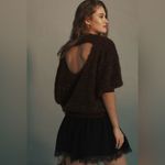 Anthropologie NWT | Violetta Short Sleeved Tinsel Sweater in Chocolate XXS Photo 4