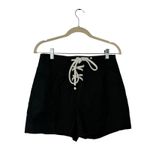 J.Crew Lace Up Linen Blend Shorts Black Nautical Size 4 Coastal Beach Resort Photo 1