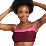Kona Sol Burgundy Pink Colorblock Square Neck Bandeau Swim Top Size Medium NWT Photo 3