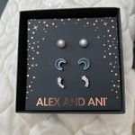 ALEX AND ANI NWB Wish Upon a Star Stud Earrings Set of 3 Rafaelian Silver Pearl Moon Photo 3