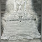 Free People  White Racerback Tank Top With Beaded Detail Photo 4