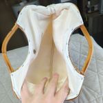 True Vintage Eyelet Straw Handle Kiss Lock Clutch Handbag Cream White Photo 2