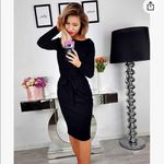 NWT Women's Casual Long Sleeve Party Bodycon Sheath Belted Dress with Po… Black Size M Photo 2
