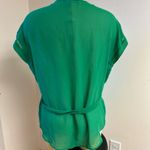 Promod French Brand Drape Sleeve Tie Front Green Blouse size M Size M Photo 2