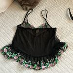 Dolls Kill Electric lingerie Vtg black mesh, Boho grunge fairy goth embroidered cami S Photo 4