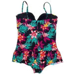 Tropical Escape  Tropical Floral One Piece Swimsuit Peplum Ruffle Hem Size 14 Photo 2