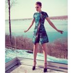 Proenza Schouler $3500  Leather-trimmed bouclé-jacquard dress. Sz 2 Photo 2