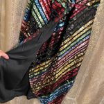Tea & Cup Multi Sequin Rainbow Striped Sleeveless Midi Dress, Small NWOT Black Photo 4