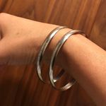 set of two vintage Stainless steel line bangle Photo 6