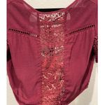 Kendall + Kylie Burgundy Short Sleeve Open Back Cropped Top Photo 2