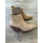 NWOT Patina Women Tan Suede Leather Ankle Booties Wood Heel Western Cowgirl 9.5 Photo 1