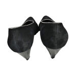 PETRA Black Pumps Suede Silver Leather Trim Cone Heels Almond Toe Italy 7.5 EUC Photo 6