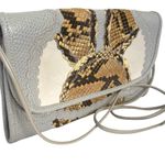 Carlos Falchi Vintage Snakeskin Reptile Gray Leather Clutch Purse Shoulder Bag Multiple Photo 11