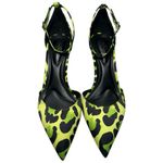 Jessica Simpson  Women’s Sz 7 Green Black Leopard Satin Foxena Ankle Strap Heels Photo 3