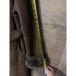 Penny Lane Coat Sz Large Colar Fur Vintage faux suede boho tribal Brown long Photo 13