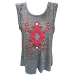 Cruel Denim Charcoal Southwestern Graphic Tank with Ruffle M Gray Size M Photo 2