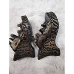 Free People Huffman Buckle Black & Gold Leather Wedges Size 7 Photo 5